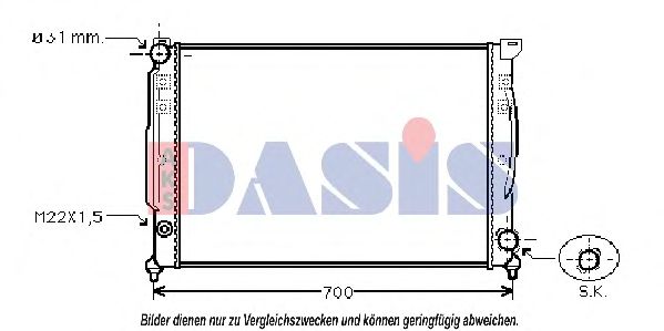 Радиатор, охлаждение двигателя AKS DASIS 480018N