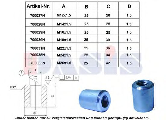 Резьбовой штифт AKS DASIS 700027N