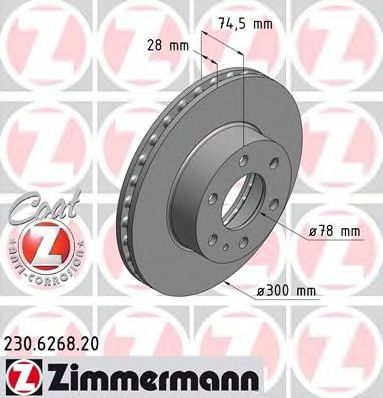 Тормозной диск ZIMMERMANN 230.6268.20