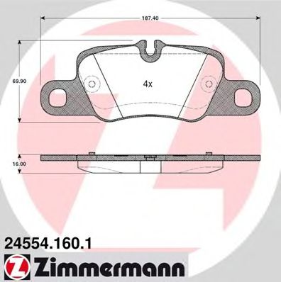 Комплект тормозных колодок, дисковый тормоз ZIMMERMANN 24554.160.1