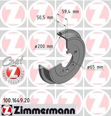 Тормозной барабан ZIMMERMANN 100.1649.20