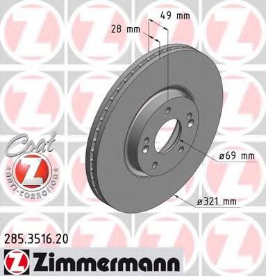 Тормозной диск ZIMMERMANN 285.3516.20