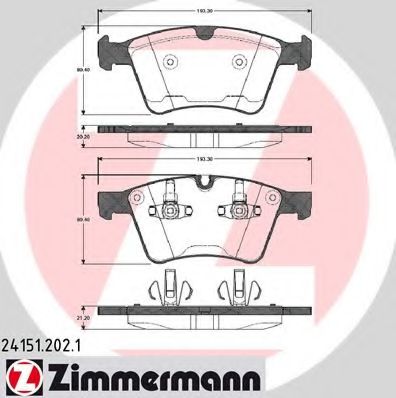 Комплект тормозных колодок, дисковый тормоз ZIMMERMANN 24151.202.1