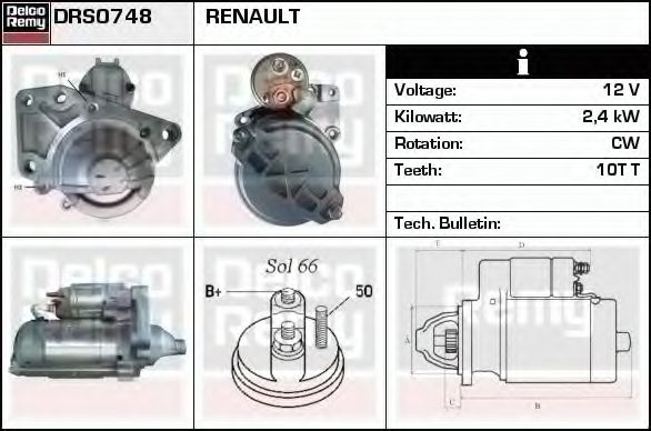 Стартер DELCO REMY DRS0748