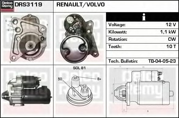 Стартер DELCO REMY DRS3119