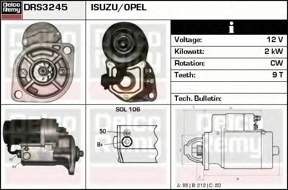 Стартер DELCO REMY DRS3245