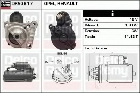 Стартер DELCO REMY DRS3817