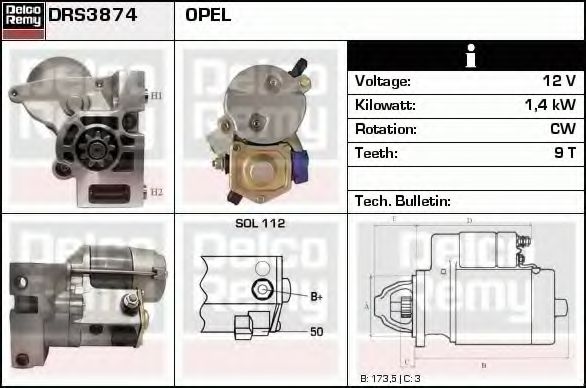 Стартер DELCO REMY DRS3874