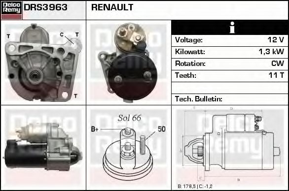 Стартер DELCO REMY DRS3963