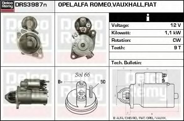 Стартер DELCO REMY DRS3987N