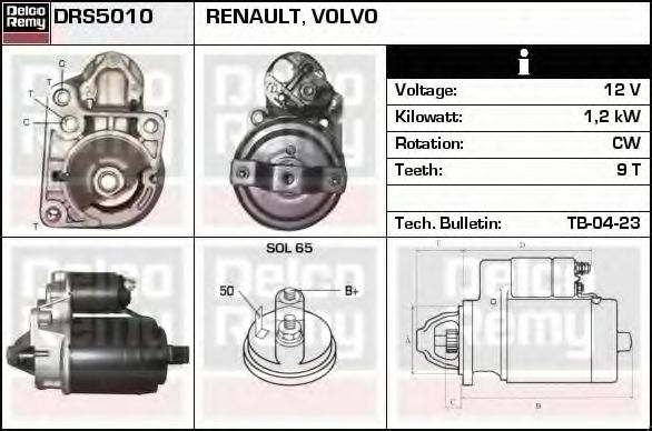 Стартер DELCO REMY DRS5010