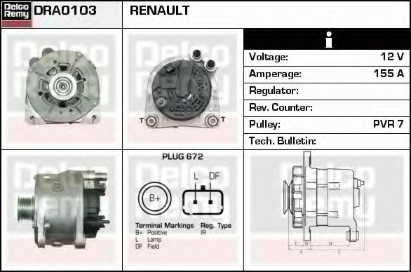 Генератор DELCO REMY DRA0103