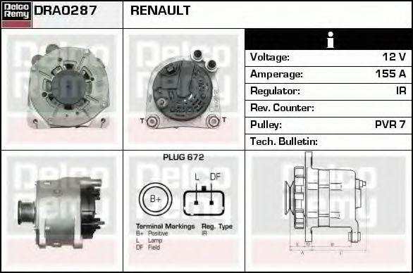 Генератор DELCO REMY DRA0287