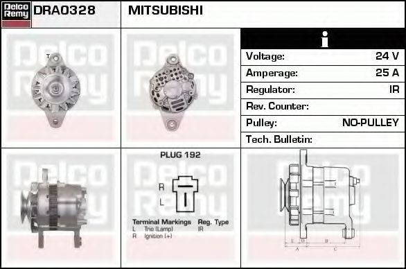 Генератор DELCO REMY DRA0328