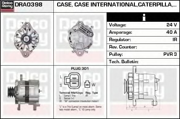 Генератор DELCO REMY DRA0398