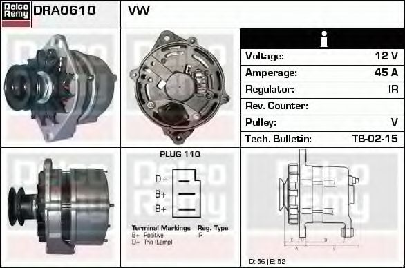 Генератор DELCO REMY DRA0610