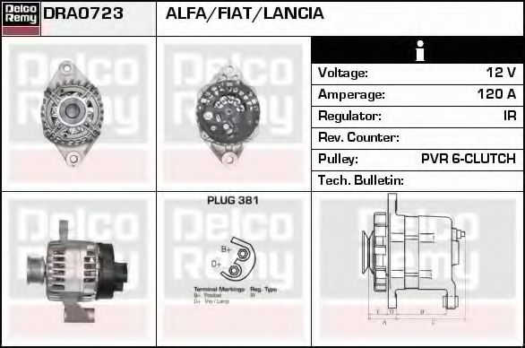 Генератор DELCO REMY DRA0723