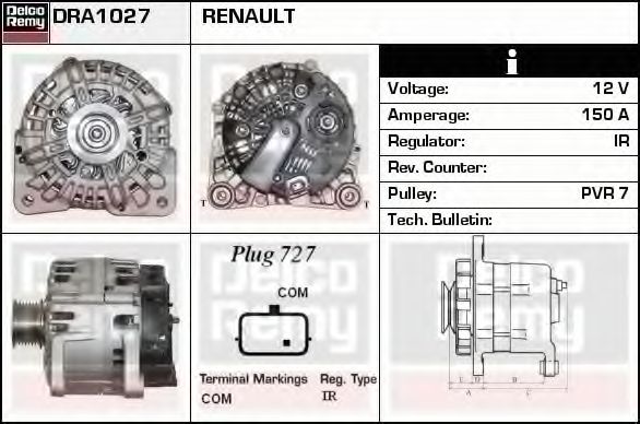 Генератор DELCO REMY DRA1027