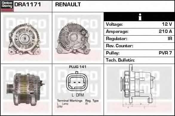 Генератор DELCO REMY DRA1171