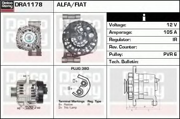 Генератор DELCO REMY DRA1178