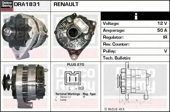 Генератор DELCO REMY DRA1831