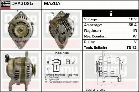 Генератор DELCO REMY DRA3025