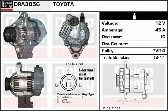 Генератор DELCO REMY DRA3056