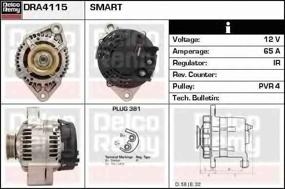 Генератор DELCO REMY DRA4115