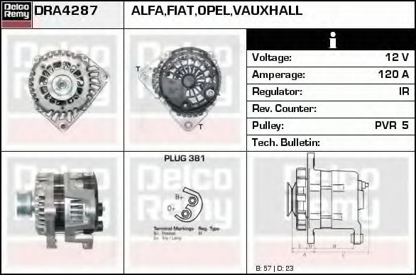 Генератор DELCO REMY DRA4287