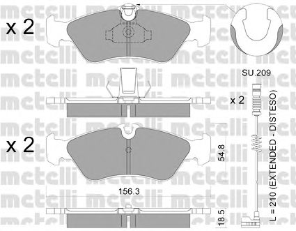 Комплект тормозных колодок, дисковый тормоз METELLI 22-0311-1K
