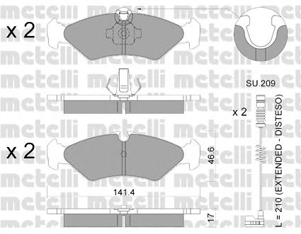 Комплект тормозных колодок, дисковый тормоз METELLI 22-0571-1K