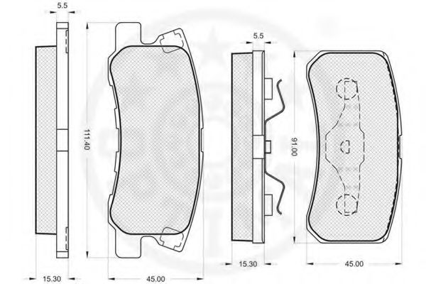 Комплект тормозных колодок, дисковый тормоз OPTIMAL 23582