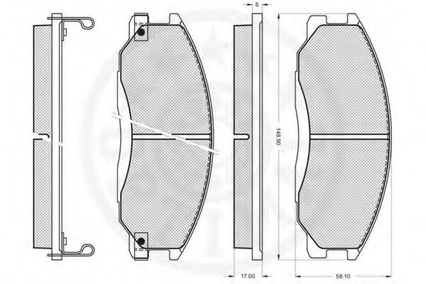 Комплект тормозных колодок, дисковый тормоз OPTIMAL 23571