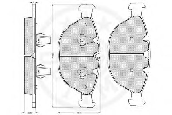 Комплект тормозных колодок, дисковый тормоз OPTIMAL 23448