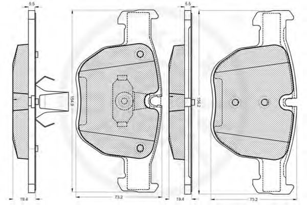 Комплект тормозных колодок, дисковый тормоз OPTIMAL 23399