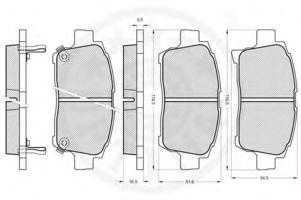 Комплект тормозных колодок, дисковый тормоз OPTIMAL 12167