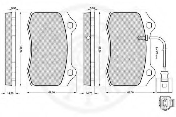 Комплект тормозных колодок, дисковый тормоз OPTIMAL 24143