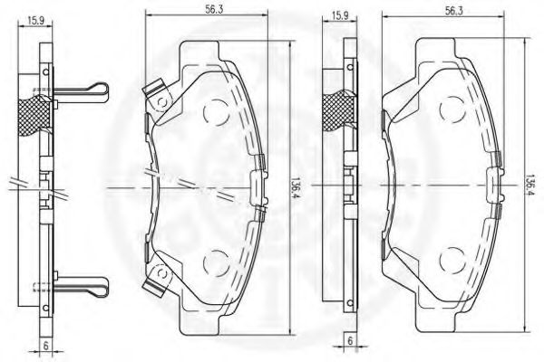 Комплект тормозных колодок, дисковый тормоз OPTIMAL 12405