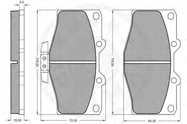 Комплект тормозных колодок, дисковый тормоз OPTIMAL 9700