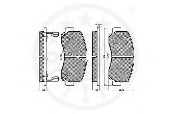 Комплект тормозных колодок, дисковый тормоз OPTIMAL 9973