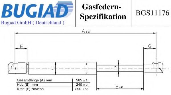 Газовая пружина, капот BUGIAD BGS11176