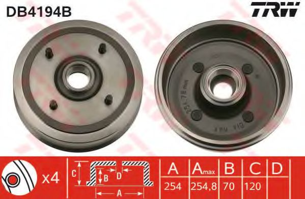 Тормозной барабан TRW DB4194B