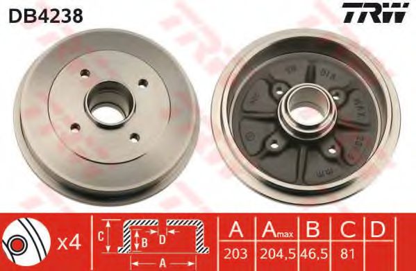 Тормозной барабан TRW DB4238