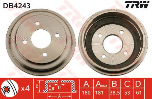 Тормозной барабан TRW DB4243