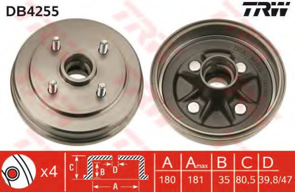 Тормозной барабан TRW DB4255