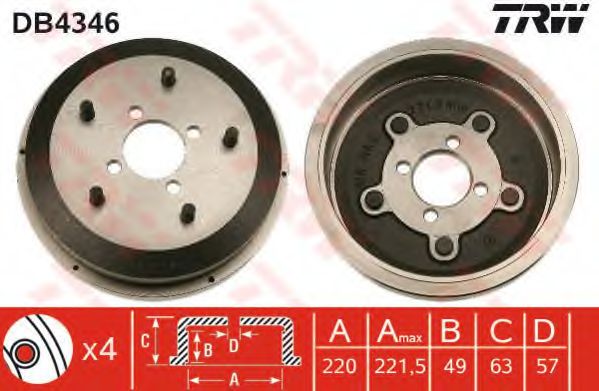 Тормозной барабан TRW DB4346