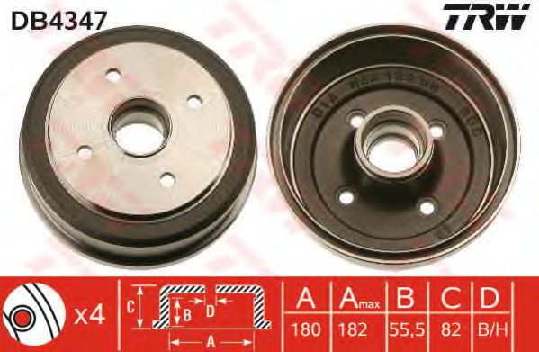 Тормозной барабан TRW DB4347