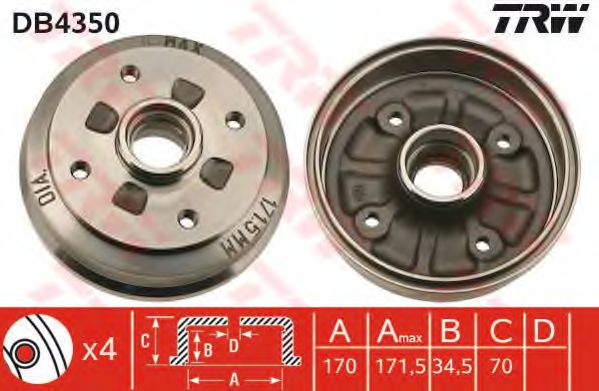 Тормозной барабан TRW DB4350