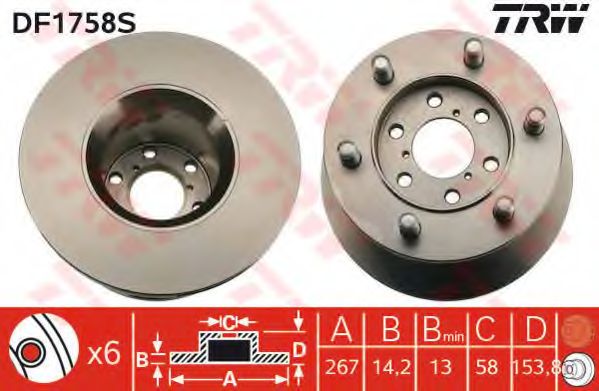 Тормозной диск TRW DF1758S