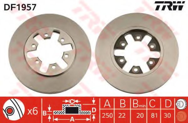 Тормозной диск TRW DF1957